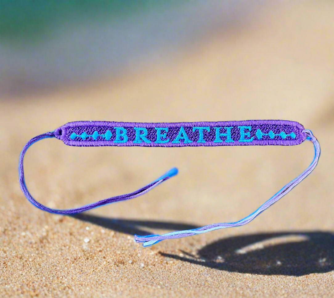 “Breathe” Words of Wisdom embroidered bracelet