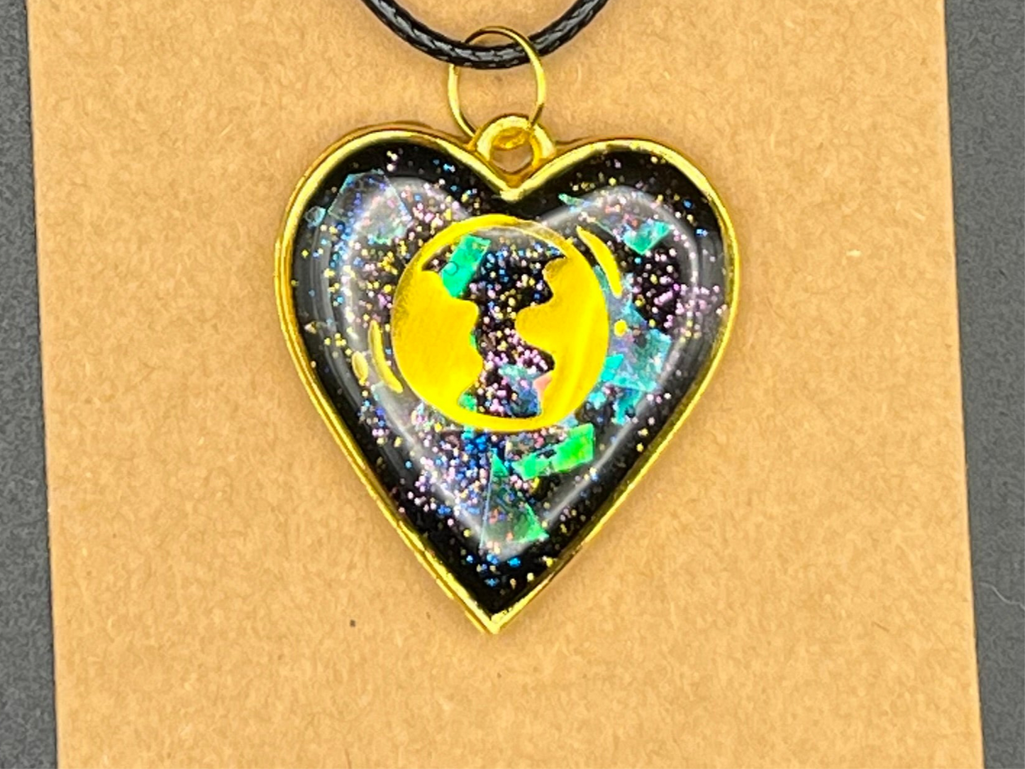 Galaxy Resin Heart Necklace