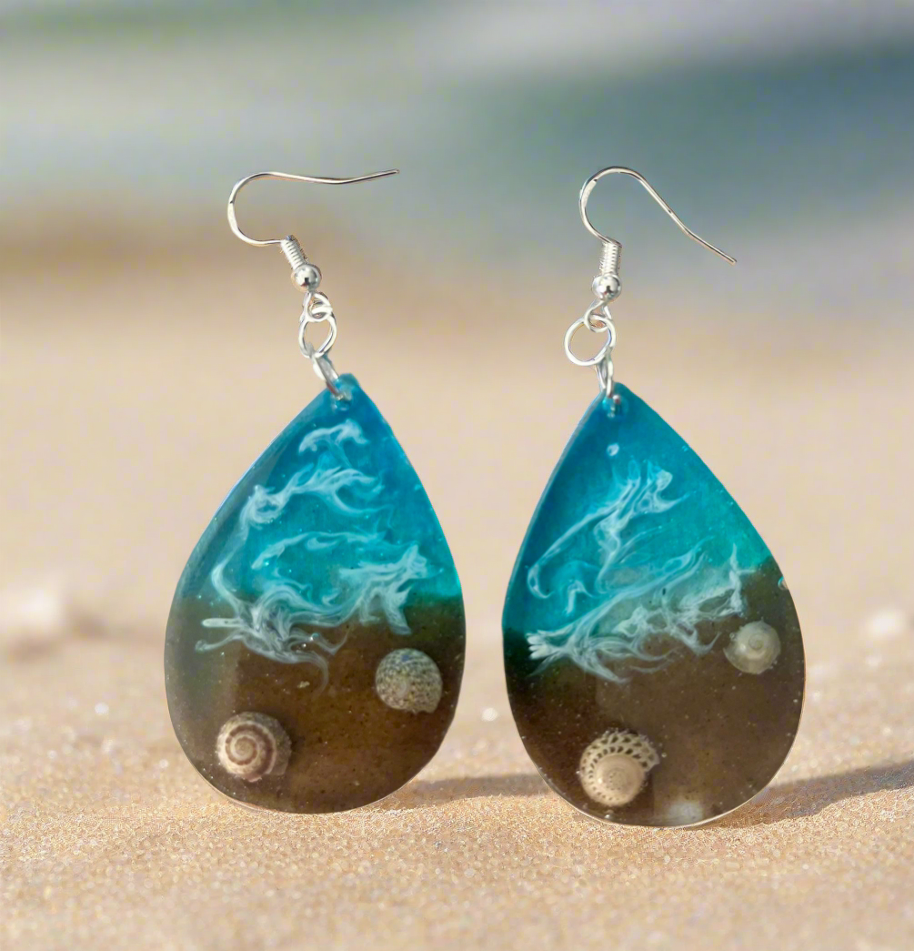 Ocean Waves Resin Earrings