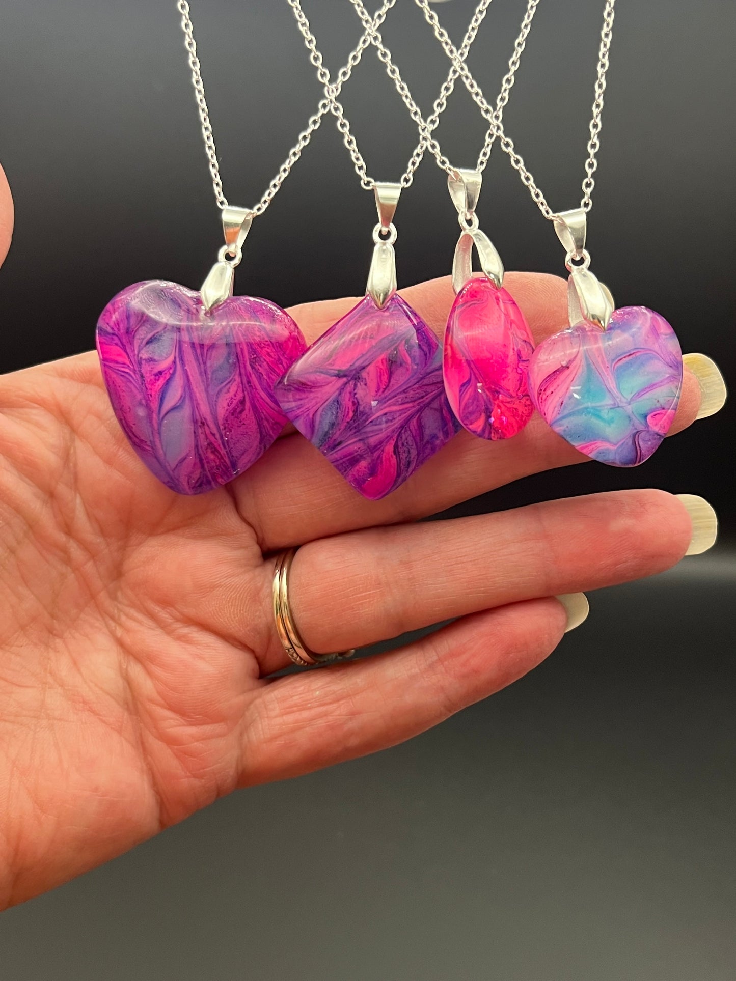 Abstract Teardrop Pendant Necklaces