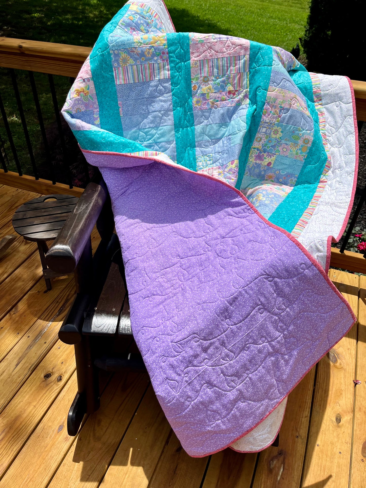 Bright & Beautiful Block Quilt with Chenille Flowers