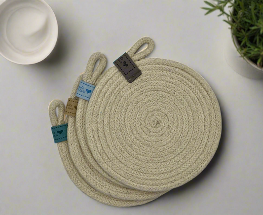 Cotton Rope Coasters with Tab Handles