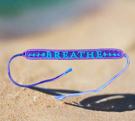 “Breathe” Words of Wisdom embroidered bracelet