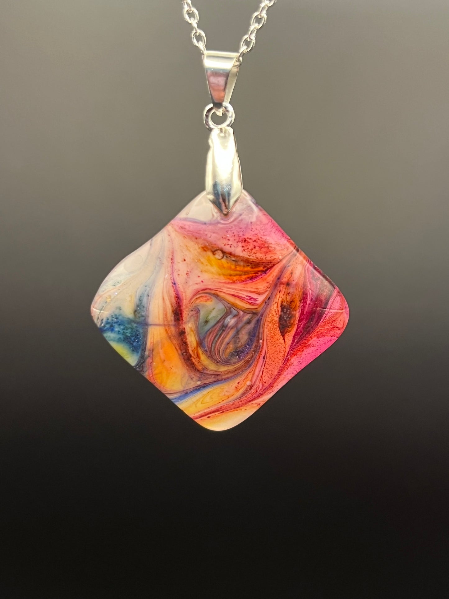 Abstract Square Pendant Necklaces