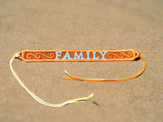 “Family” Words of Wisdom embroidered bracelet handmade