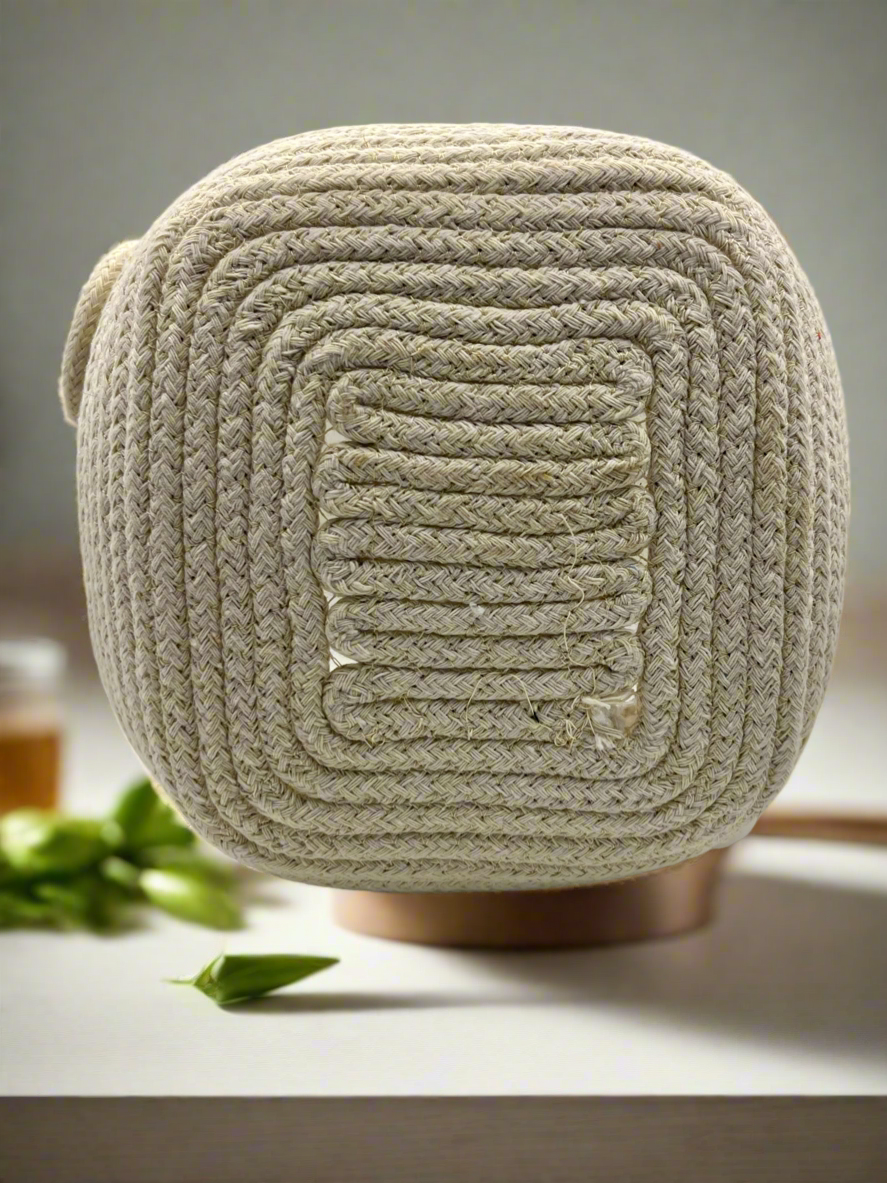Unique Square Rope Bowl with Curved Edges