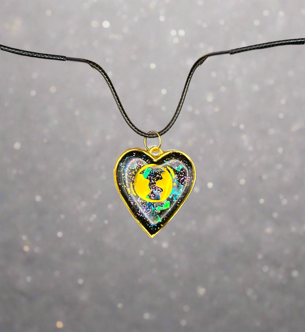 Galaxy Resin Heart Necklace