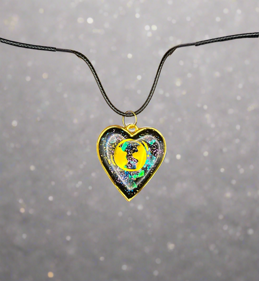 Galaxy Resin Heart Necklace