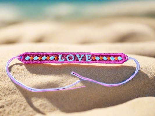 “Love” Words of Wisdom embroidered bracelet handmade