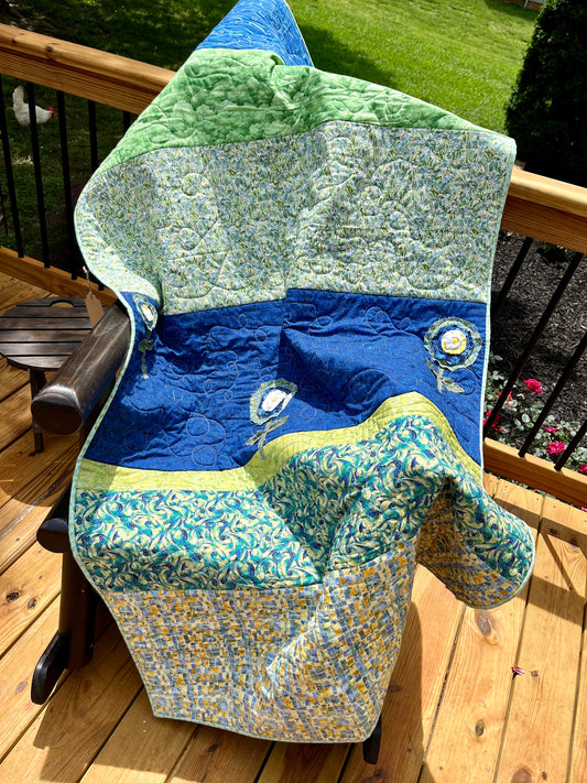 Gorgeous Blue & Green Modern Quilt