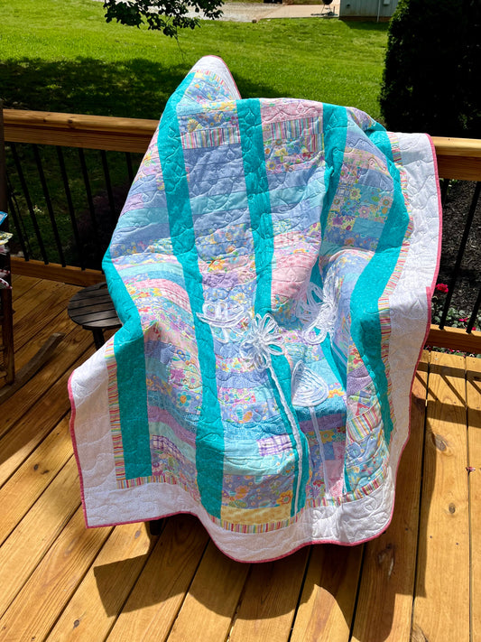 Bright & Beautiful Block Quilt with Chenille Flowers