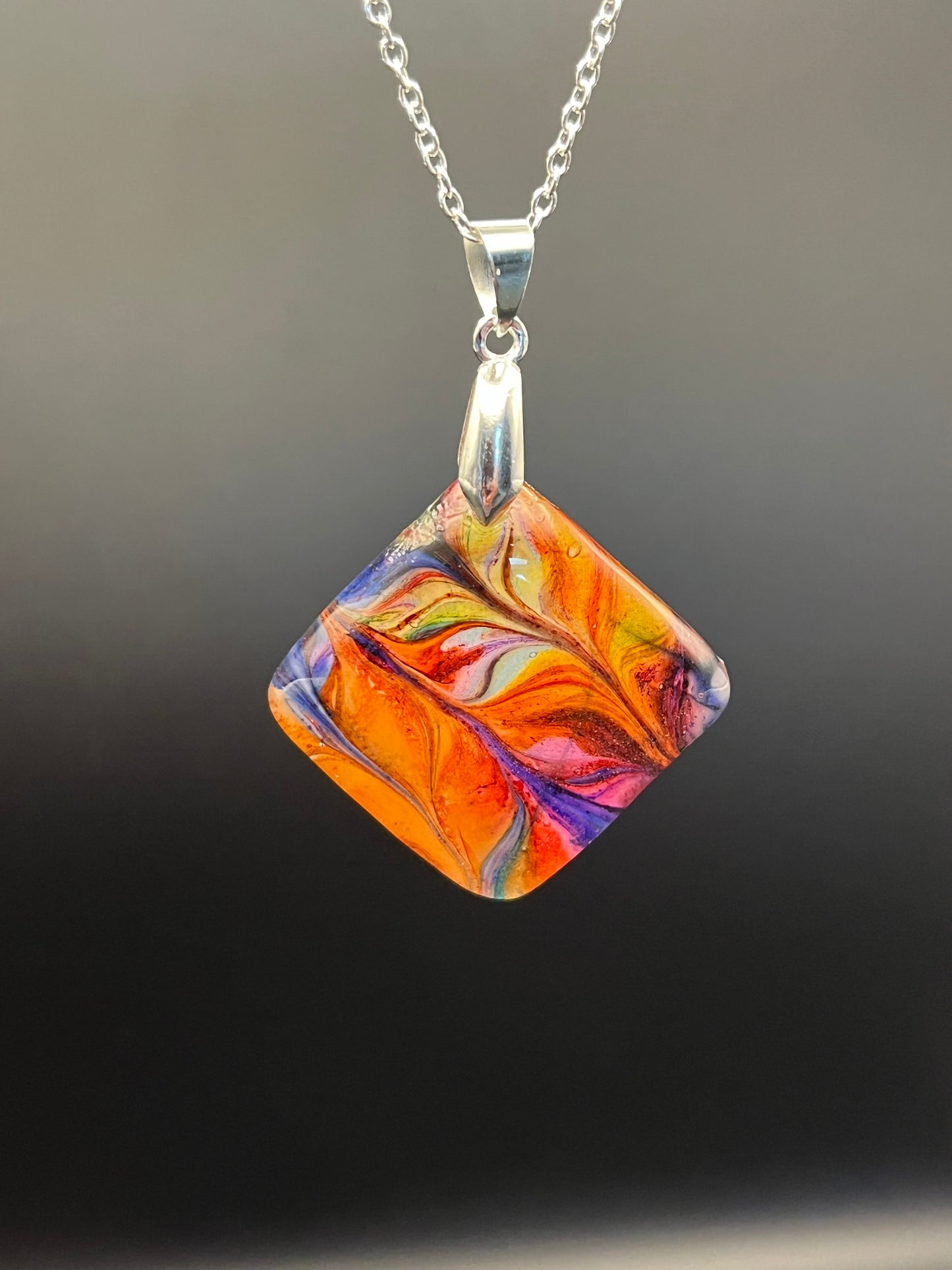 Abstract Square Pendant Necklaces