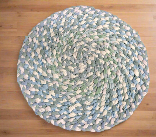 Up Cycled T-shirt Rug in Sea Glass colors