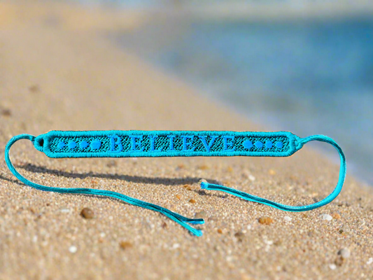 “Believe” Words of Wisdom embroidered bracelet