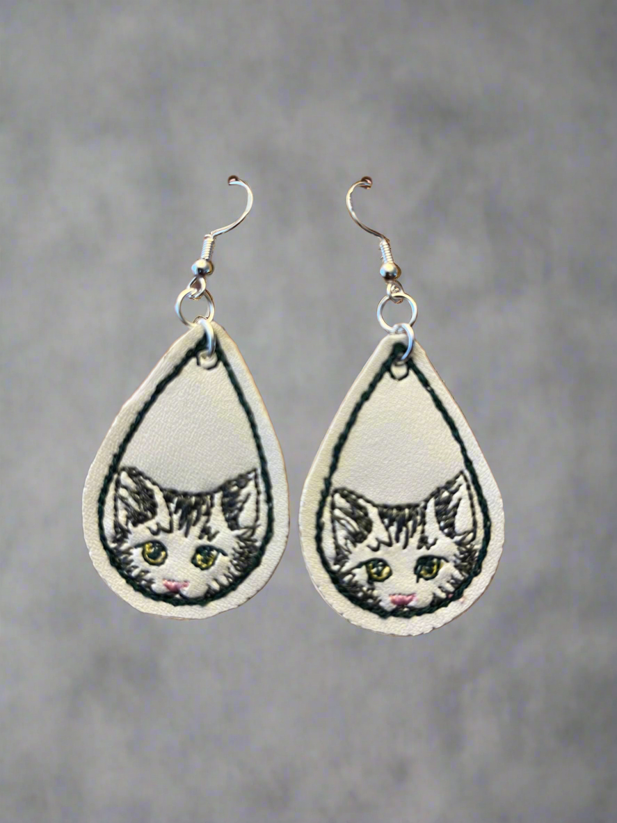 Kitty Cat Leatherette Earrings